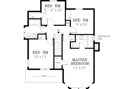 Floor Plan - Upper Floor for Victorian House Plan #3-129 - 4 bed, 2.5 bath