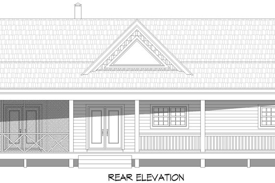 Exterior - Rear Elevation for Prairie House Plan #932-1024 - 2 bed, 2 bath