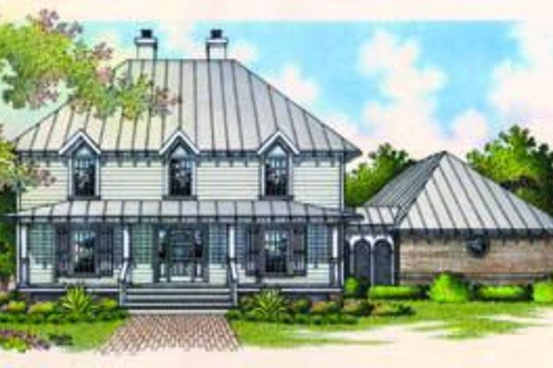House Blueprint - Southern Exterior - Front Elevation Plan #45-205