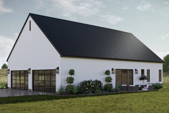 Exterior - Rear Elevation for Barndominium House Plan #455-459 - 2 bed, 2 bath