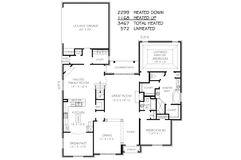 Traditional Style House Plan - 5 Beds 3 Baths 3467 Sq/Ft Plan #424-355 ...