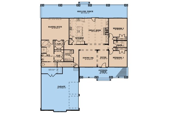 Floor Plan - Main Floor for Traditional House Plan #923-266 - 3 bed, 2 bath