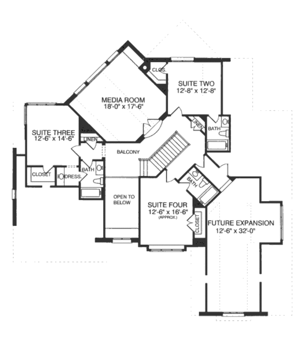 Dream House Plan - Tudor Floor Plan - Upper Floor Plan #413-816