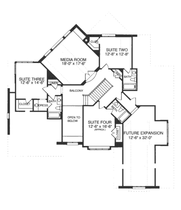 Architectural House Design - Tudor Floor Plan - Upper Floor Plan #413-816