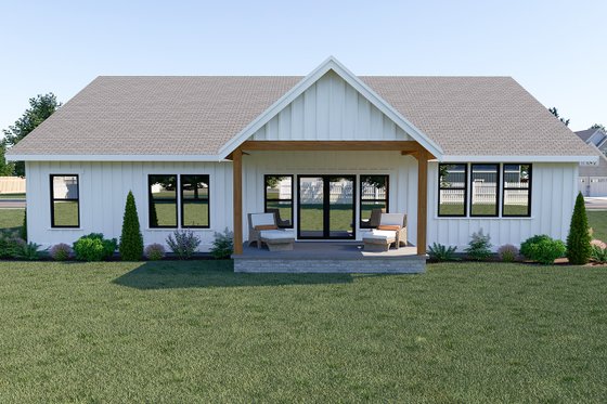 Exterior - Rear Elevation 1 for Farmhouse House Plan #1070-32 - 3 bed, 2 bath