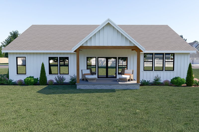 House Blueprint - Exterior - Rear Elevation 1 for Farmhouse House Plan #1070-32 - 3 bed, 2 bath