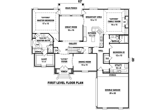 Floor Plan - Main Floor for European House Plan #81-1241 - 4 bed, 3 bath