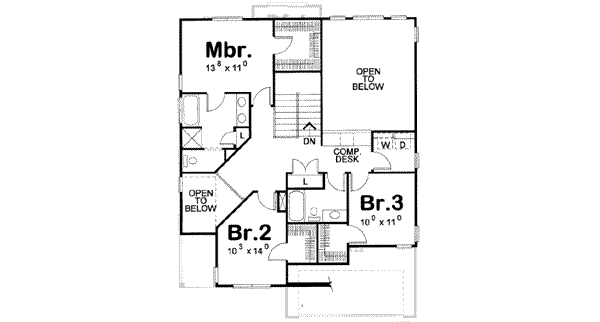 House Design - European Floor Plan - Upper Floor Plan #20-1741