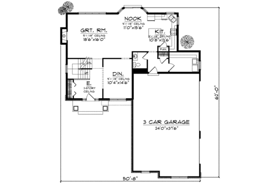 Floor Plan - Main Floor for Traditional House Plan #70-733 - 4 bed, 3.5 bath