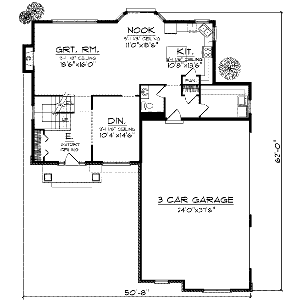 Home Plan - Traditional Floor Plan - Main Floor Plan #70-733