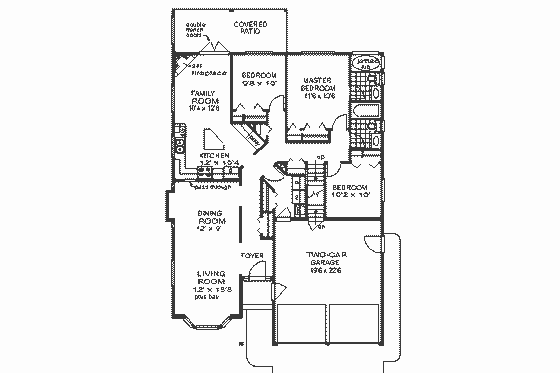 Floor Plan - Main Floor for Ranch House Plan #18-207 - 4 bed, 3 bath