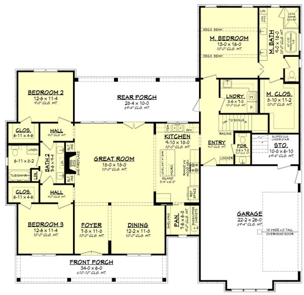 House Blueprint - Farmhouse Floor Plan - Main Floor Plan #430-392