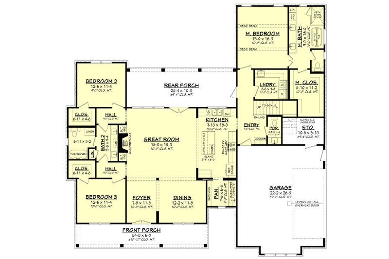 Dream House Plan - Floor Plan - Main Floor for Farmhouse House Plan #430-392 - 3 bed, 2.5 bath