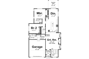 Floor Plan - Main Floor for Tudor House Plan #455-373 - 2 bed, 2 bath