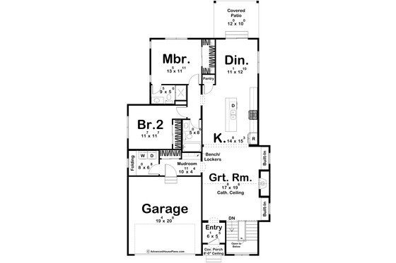 Floor Plan - Main Floor for Tudor House Plan #455-373 - 2 bed, 2 bath
