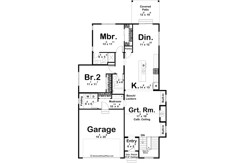 House Design - Floor Plan - Main Floor for Tudor House Plan #455-373 - 2 bed, 2 bath