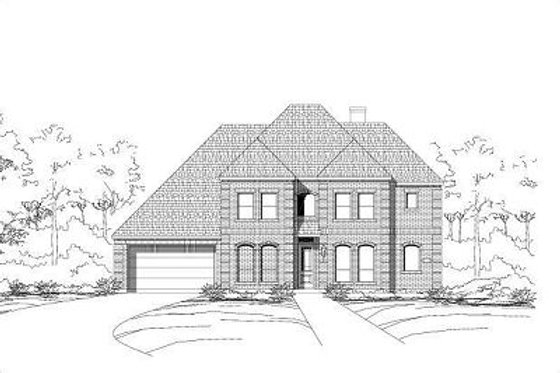 Exterior - Front Elevation for European House Plan #411-533 - 4 bed, 3.5 bath