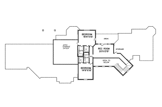 Floor Plan - Upper Floor for European House Plan #65-432 - 4 bed, 5 bath