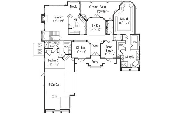 Floor Plan - Main Floor for Mediterranean House Plan #417-422 - 4 bed, 4.5 bath