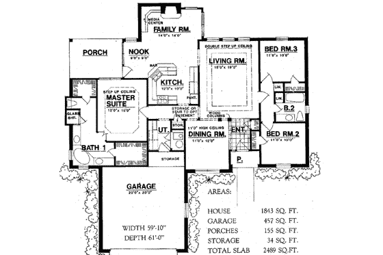 Floor Plan - Main Floor for European House Plan #40-316 - 3 bed, 2 bath