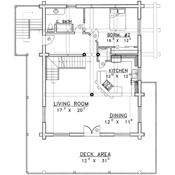 Home Plan - Log Floor Plan - Main Floor Plan #117-409