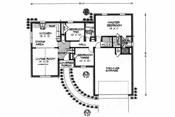 Floor Plan - Main Floor for Traditional House Plan #310-563 - 3 bed, 2 bath