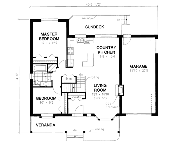 House Plan Design - Cottage Floor Plan - Main Floor Plan #18-335