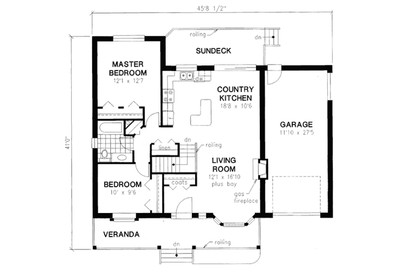 Home Plan - Floor Plan - Main Floor for Cottage House Plan #18-335 - 2 bed, 1 bath