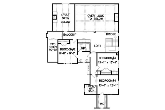 Floor Plan - Upper Floor for Traditional House Plan #54-483 - 4 bed, 2.5 bath