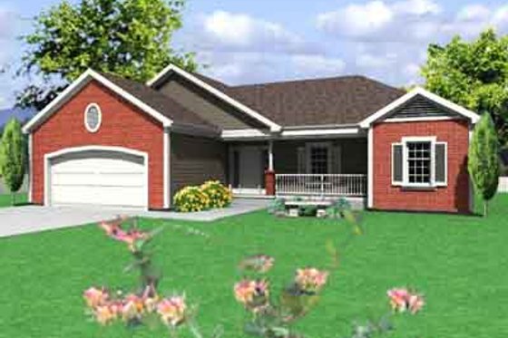Exterior - Front Elevation for Ranch House Plan #6-204 - 2 bed, 2 bath