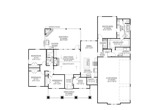 Floor Plan - Main Floor for Farmhouse House Plan #1074-32 - 4 bed, 2.5 bath