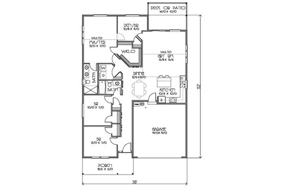 Floor Plan - Main Floor for Ranch House Plan #423-68 - 4 bed, 2 bath