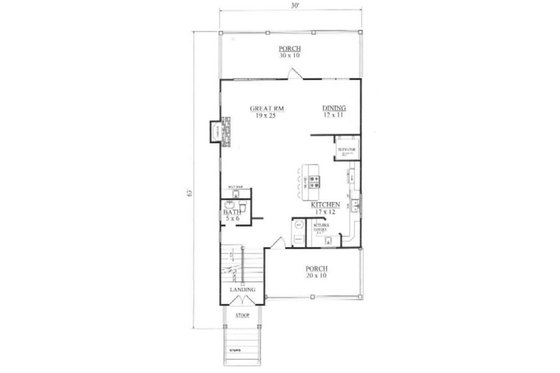 Floor Plan - Main Floor for Tudor House Plan #14-254 - 3 bed, 3.5 bath