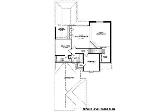 Floor Plan - Upper Floor for European House Plan #81-995 - 3 bed, 3 bath