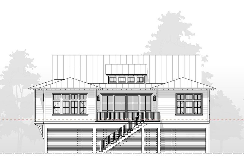 House Blueprint - Exterior - Rear Elevation for Beach House Plan #901-163 - 4 bed, 3.5 bath