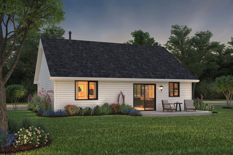 Dream House Plan - Exterior - Rear Elevation 2 for Ranch House Plan #18-327 - 2 bed, 1 bath