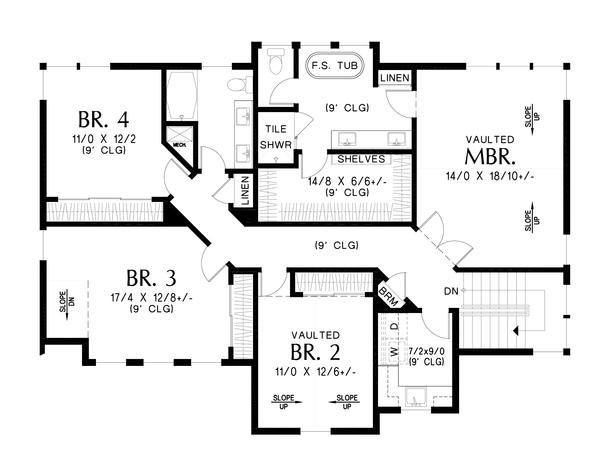 Contemporary Floor Plan - Upper Floor Plan #48-1146