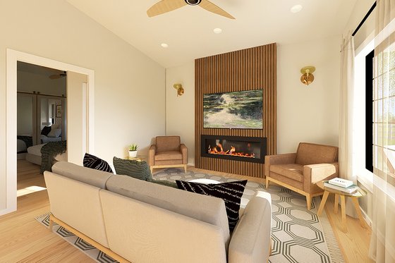 Interior - Family Room for Farmhouse House Plan #126-299 - 1 bed, 1 bath