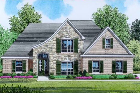 Exterior - Front Elevation for European House Plan #424-9 - 4 bed, 3 bath