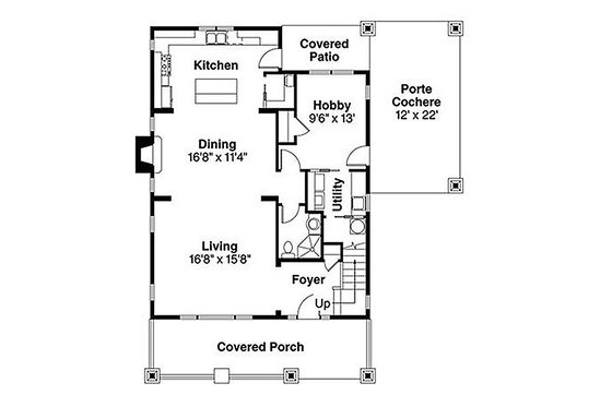Floor Plan - Main Floor for Craftsman House Plan #124-844 - 3 bed, 3 bath