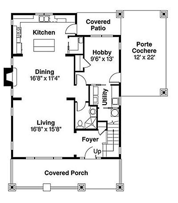 House Blueprint - Craftsman Floor Plan - Main Floor Plan #124-844