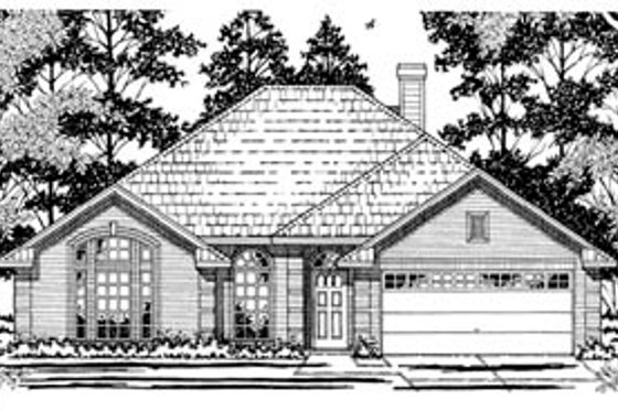 Exterior - Front Elevation for Traditional House Plan #42-201 - 3 bed, 2 bath