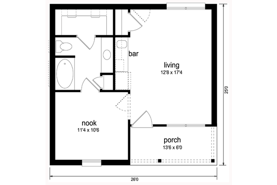 Floor Plan - Main Floor for Beach House Plan #84-536 - 1 bed, 1 bath