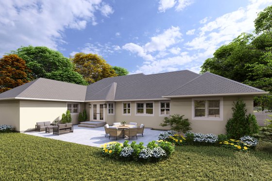 Exterior - Rear Elevation for Ranch House Plan #1060-299 - 4 bed, 2 bath