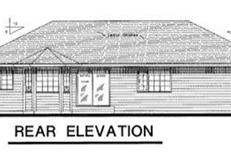 House Blueprint - Exterior - Rear Elevation for Ranch House Plan #18-101 - 3 bed, 2 bath