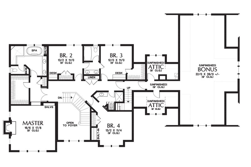 Dream House Plan - Upper level floor plan - 4000 square foot Country Craftsman home