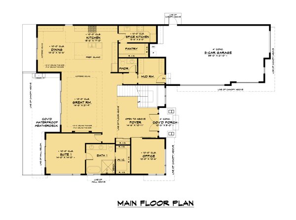 House Blueprint - Contemporary Floor Plan - Main Floor Plan #1066-137