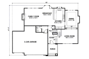 Floor Plan - Main Floor for Traditional House Plan #67-806 - 3 bed, 2 bath
