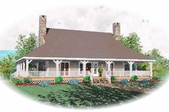 Exterior - Front Elevation for Country House Plan #81-106 - 3 bed, 2.5 bath