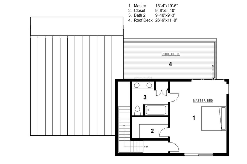 House Blueprint - Floor Plan - Upper Floor for Modern House Plan #497-31 - 3 bed, 2 bath